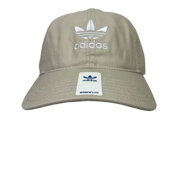 adidas Women’s Running Baseball Hat Color Khaki White Embroidery Back Adj Strap - Picture 1 of 11